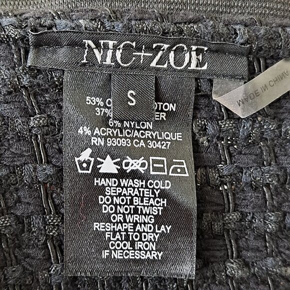 Nic & Zoe Size Small Black Tweed Skirt Aymmetric Hem Faux Wrap Elastic Back NWT - Picture 12 of 14